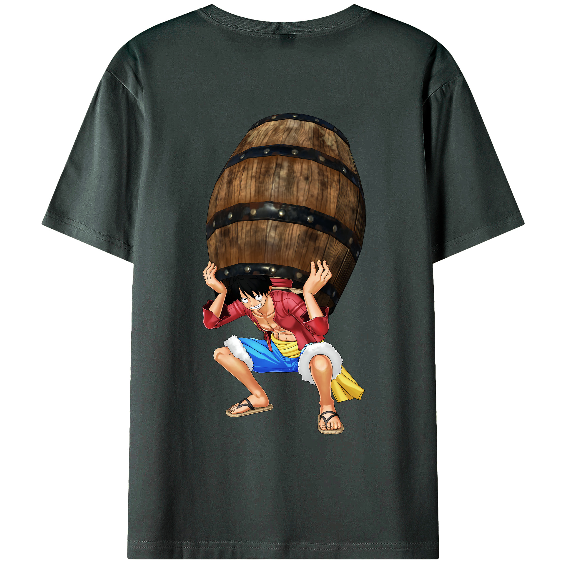 ワンピース モンキー・D・ルフィ ONE PIECE Monkey D. Luffy 綿100％ メンズ半袖Tシャツ（バックプリント） 通気性